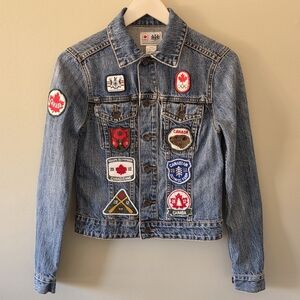 Hudson's Bay Company XS Vintage Y2K Olympics Patchwork Collectible Jean Jacket